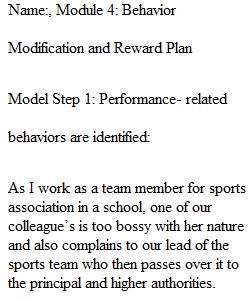 Behavior Modification and Reward Plan Organizational Leadership and Management in Sport, Fitness and Recreation